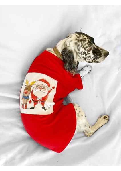 Noel Baba ve Rudolph Büyük Irk Köpek Tişörtü