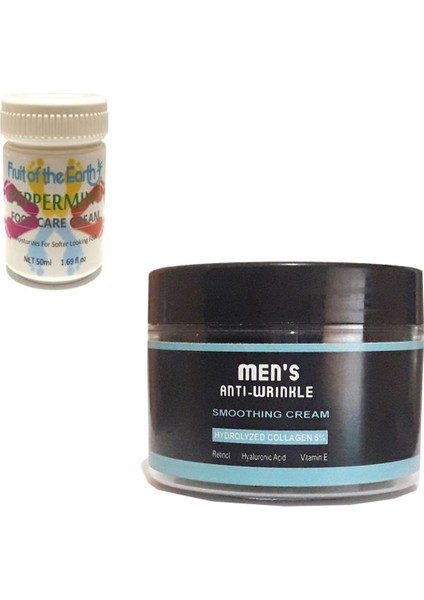 Men's Anti-Wrinkle Smoothing Cream Erkek Yaşlanma Kırışıklık Karşıtı Yenileyici Onarıcı Sıkılaştırıcı Bakım Kremi 100 ml + Foot Care Cream 50ML Ayak Nasır Çatlak Kremi