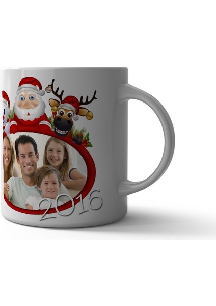Noel Baba ve Geyik Çerçeveli Kupa Bardak