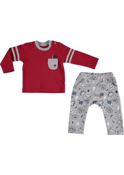 Crazy Boy 2li Takım - Bordo - 3-6 Ay