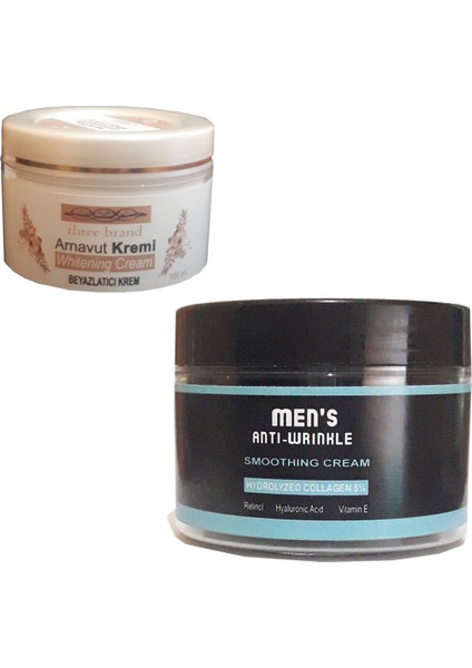 Men's Anti-Wrinkle Smoothing Cream Erkek Bakım Kremi 100 ml + Three Brand 100ML Arnavut Aklık Kremi