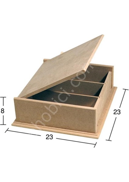 Üç Bölmeli Ahşap Kutu (Mdf) Obje KU217