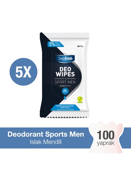 Deodorant Islak Mendil Sport Men 5 X 20 Yaprak