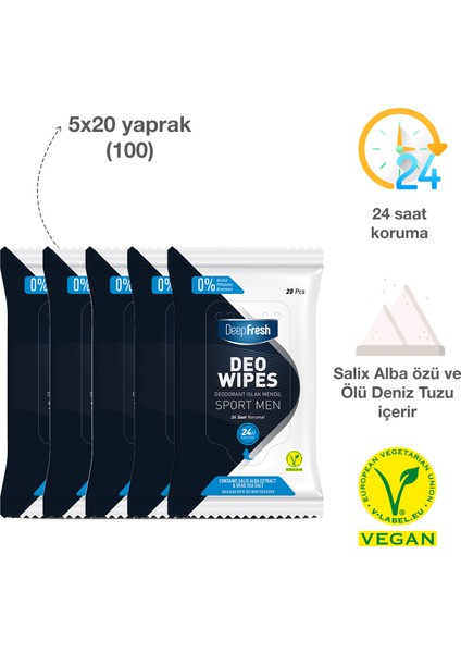 Deodorant Islak Mendil Sport Men 5 X 20 Yaprak
