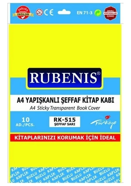 A4 Yapışkanlı Sarı Buzlu Kitap Kabı RK-515 10 LU 2 PAKET