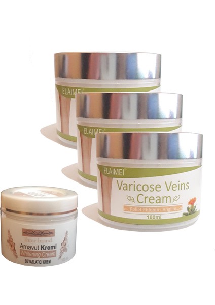 Varicose Veins Cream Variss,,diz,bacak Bakım Kremi 3 Adet + Three Brand Arnavut Aklık Kremi 100 ml