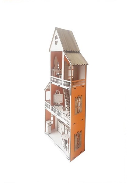 Woodylife Turuncu Ev Çocuk Evcilik Oyuncak Montessori Barbi Ev 80CM fiyatları