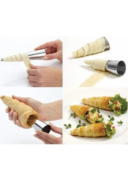6'lı Lüx Çelik Korneo Kalıbı Milföy Kalıbı Kek Pasta Sunum Kalıpları