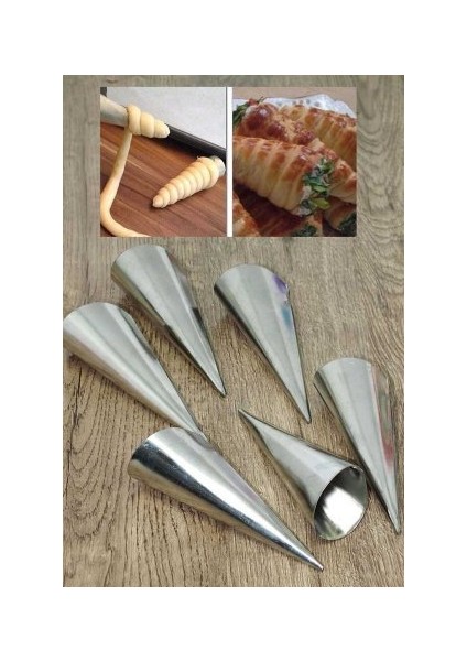 6'lı Lüx Çelik Korneo Kalıbı Milföy Kalıbı Kek Pasta Sunum Kalıpları