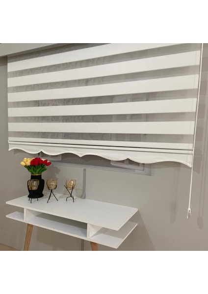 Volper Mekanik Vp 920 Stor Zebra Perde Mikro Plise Beyaz Etek Dilimli 180 x 200 cm