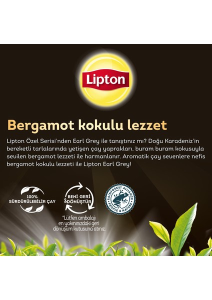 Earl Grey Süzen Poşet Bergamot Aromalı Siyah Çay 100'lü