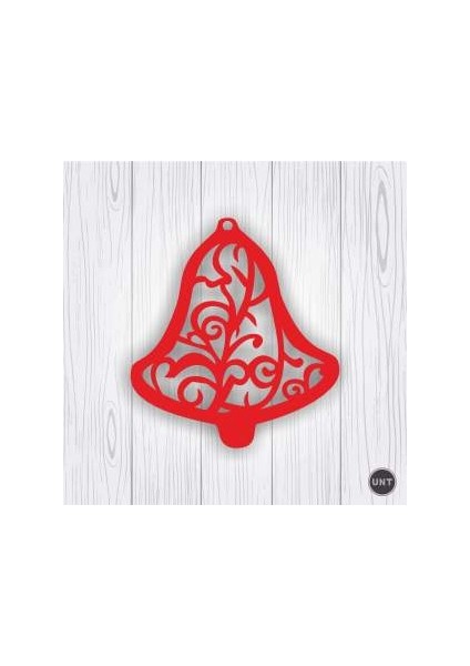 Ahşap Beyaz Yılbaşı Ağacı Süsleri ( 9 Lu Set)-1 Kırmızı