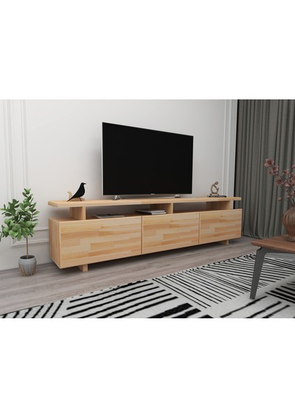 Wood Face Verona Doğal Ahşap Tv Sehpası Tv Ünitesi Doğal Renk