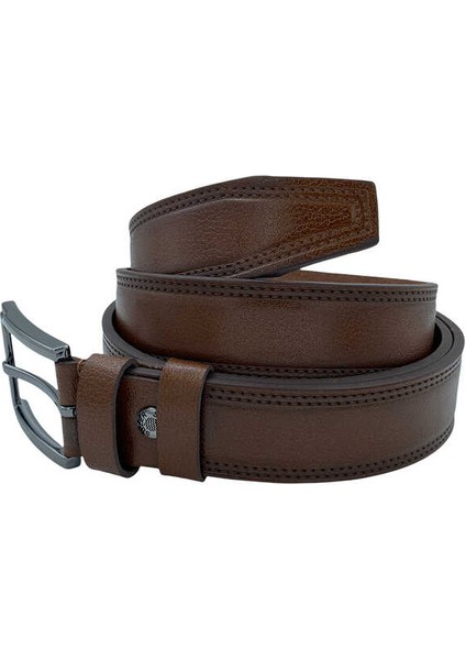 3.5 Cm. Klasik Deri Dikişli Kemer Kahverengi fiyatları