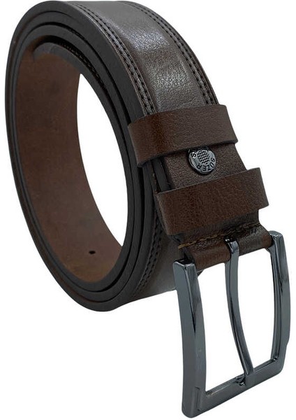 3.5 Cm. Klasik Deri Dikişli Kemer Kahverengi fırsatları