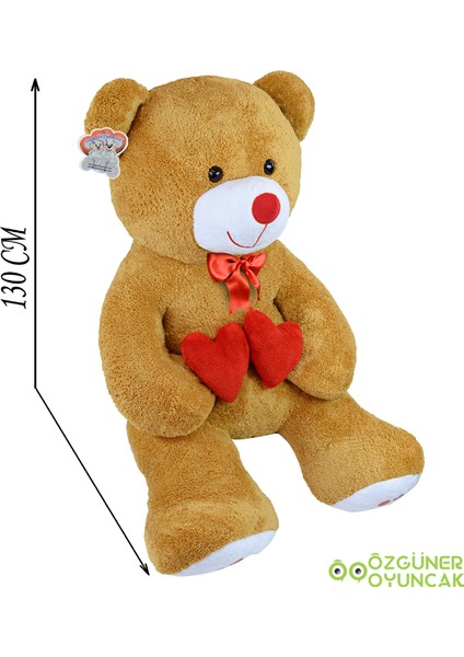 130 cm Çift Kalp Tutan Peluş Ayı