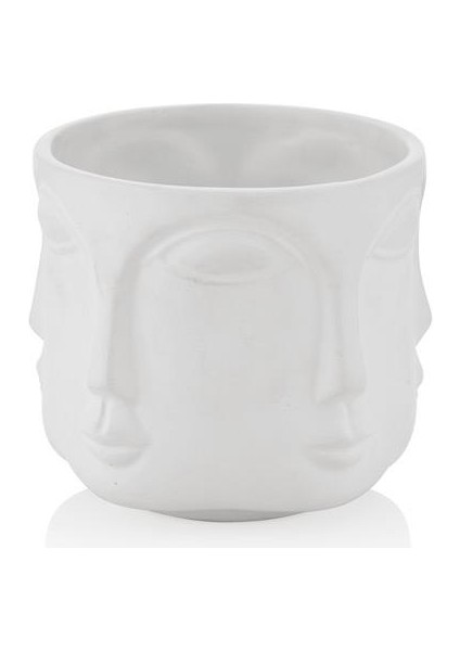 Havelka Buddha Face Beyaz Mumluk Vazo 11 cm