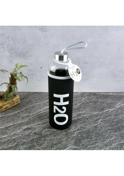 H2O Kılıflı Cam Matara 1 Litre Siyah H2O87100