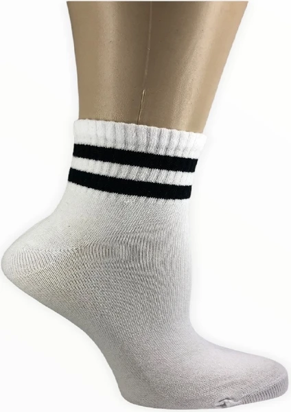 Design Socks Kadın Pamuklu Çizgi Desenli Yarım Konç Çorap