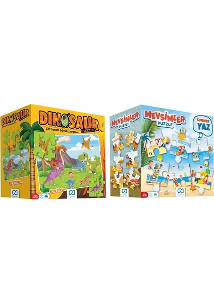 Dinazorlar Yer Puzzle + Ca Games Mevsimler Yer Puzzle (2’li Set)