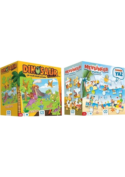 Ca Games Dinazorlar Yer Puzzle + Ca Games Mevsimler Yer Puzzle (2’li Set)