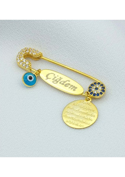 Kişiye Özel Gümüş Nazarlı Cam Gözlü Bebek Iğnesi