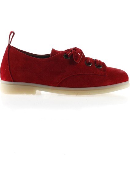 Kırmızı Süet Kadın Düz Ayakkabı
