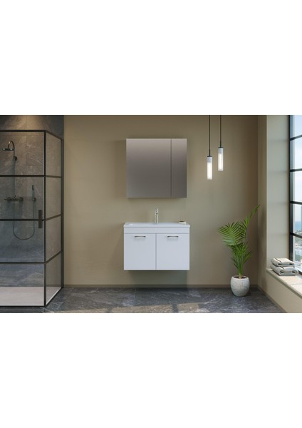 Bafa 80 cm Mdf Banyo Dolabı Alt Modül ve Lavabo