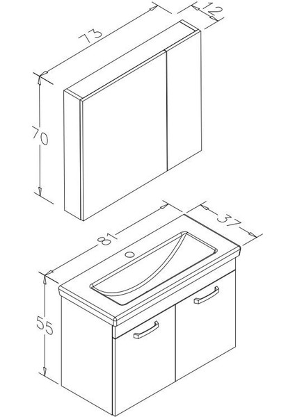 Bafa 80 cm Mdf Banyo Dolabı Alt Modül ve Lavabo