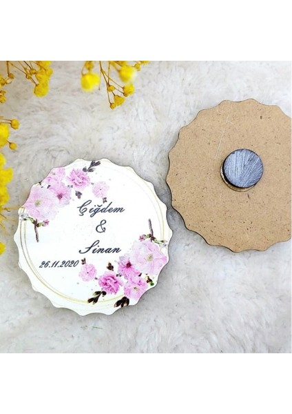 30 Adet Ahşap Nikah Buzdolabı Magnet 05