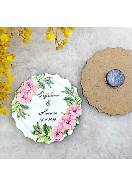 30 Adet Ahşap Nikah Buzdolabı Magnet 06