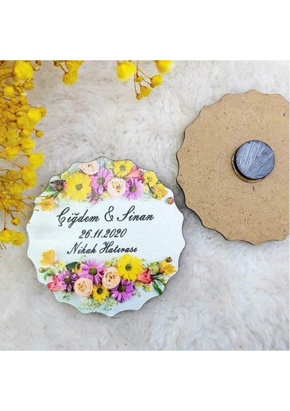 30 Adet Ahşap Nikah Buzdolabı Magnet 08