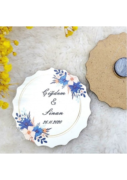 30 Adet Ahşap Nikah Buzdolabı Magnet Lik 2