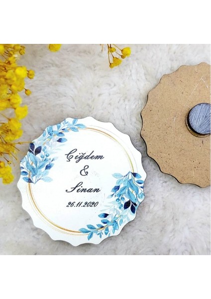 30 Adet Ahşap Nikah Buzdolabı Magnet Lik5