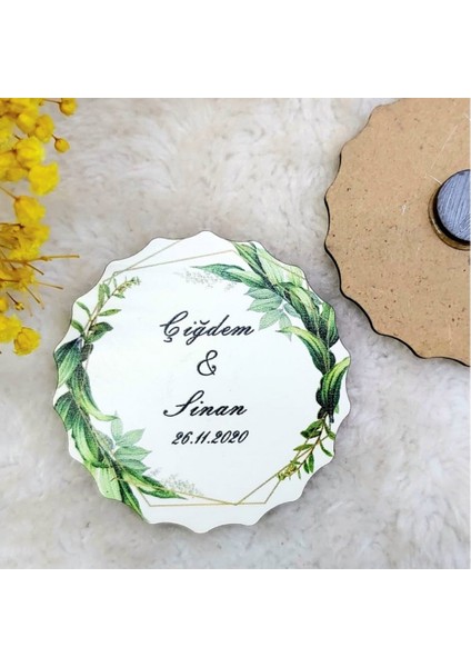 30 Adet Ahşap Nikah Buzdolabı Magnet Lik 6