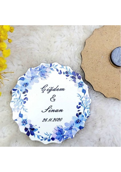 30 Adet Ahşap Nikah Buzdolabı Magnet Lik 7