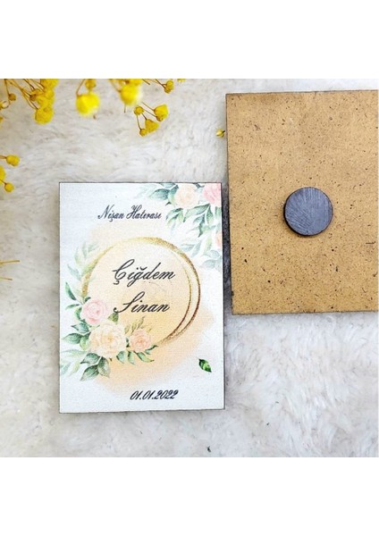 30 Adet Ahşap Nikah Buzdolabı Magnet Nikah Likleri 6