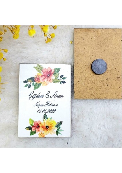 30 Adet Ahşap Nikah Buzdolabı Magnet Nikah Likleri 9