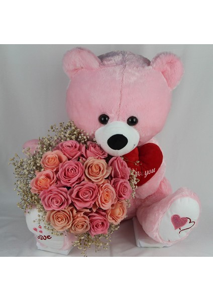 Buket Güller 15 Li Cipso Sarmalı Demet & Sevimli Peluş Ayıcık 50 cm Sevgiliye Hediye Set indirimleri