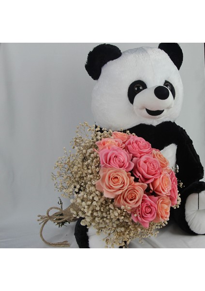 Buket Güller 15 Li Cipso Sarmalı Demet Sevimli Peluş Panda 50 cm Sevgiliye Hediye fiyatları