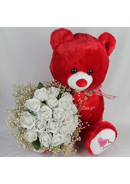 Buket Güller 20 Li Cipso Sarmalı Demet & Sevimli Peluş Ayicik 50 cm Sevgiliye Set Hediye modelleri
