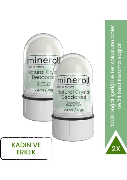 Doğal Kristal Tuz Vegan Deodorant 70 G x 2