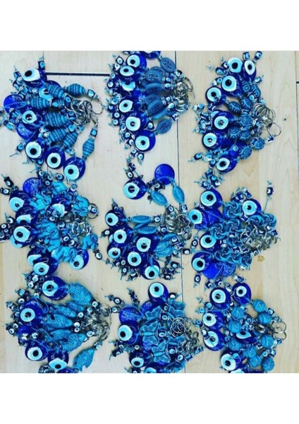 Nurtakı 10 Adet Nazar Boncuklu Çanta Fermuar Süsü & Anahtarlık