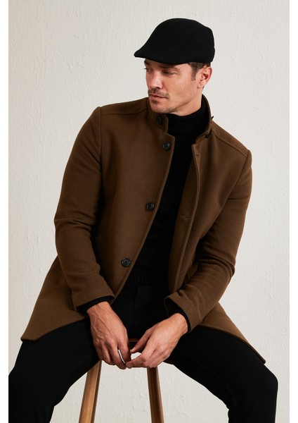 Slim Fit Pamuklu Kaşe Kaban Erkek Kaban 5840099 fırsatları