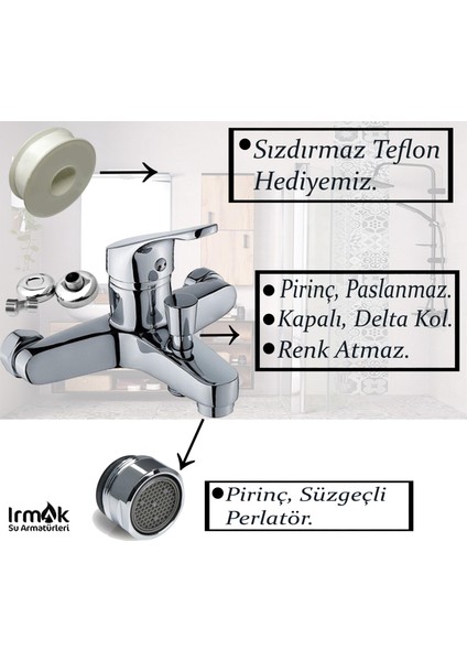 Irmak Banyo Bataryası, Duş Armatür Musluk Diamond Robot Duş Seti Banyo Takımı Duş Spiral El Duşu Set