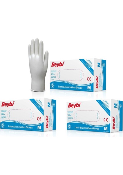 Pudralı Lateks Muayne Eldiveni 100'LÜ x 3 M