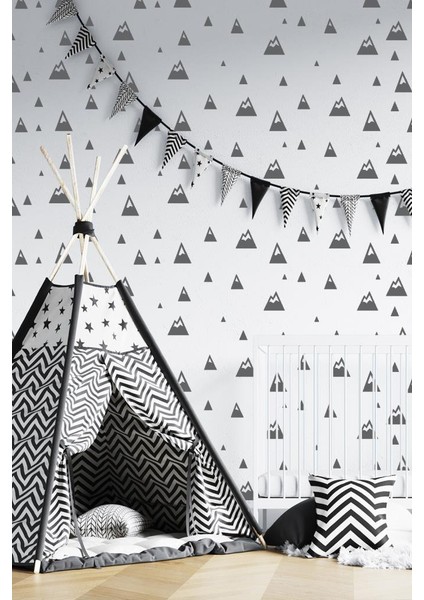 Modern Dağlar Duvar Sticker, Bebek ve Çocuk Odası Dekoratif Duvar Çıkartması Sticker, 72 Adet Koyu Gri Renk fiyatları