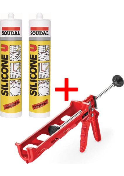 Şeffaf Silikon 280 Gram 2 Adet + Silikon Tabancası Set