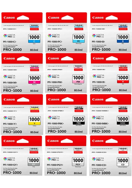 PFI-1000 12 Renk Mürekkep Paketi (Imageprograf PRO-1000)