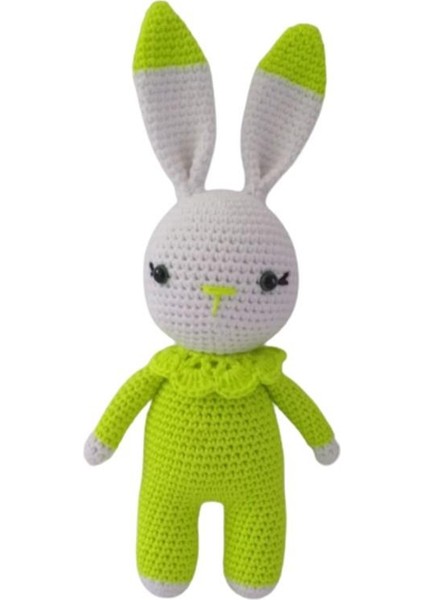 Neon Yeşili Miniş Tavşan Amigurumi Organik Oyuncak